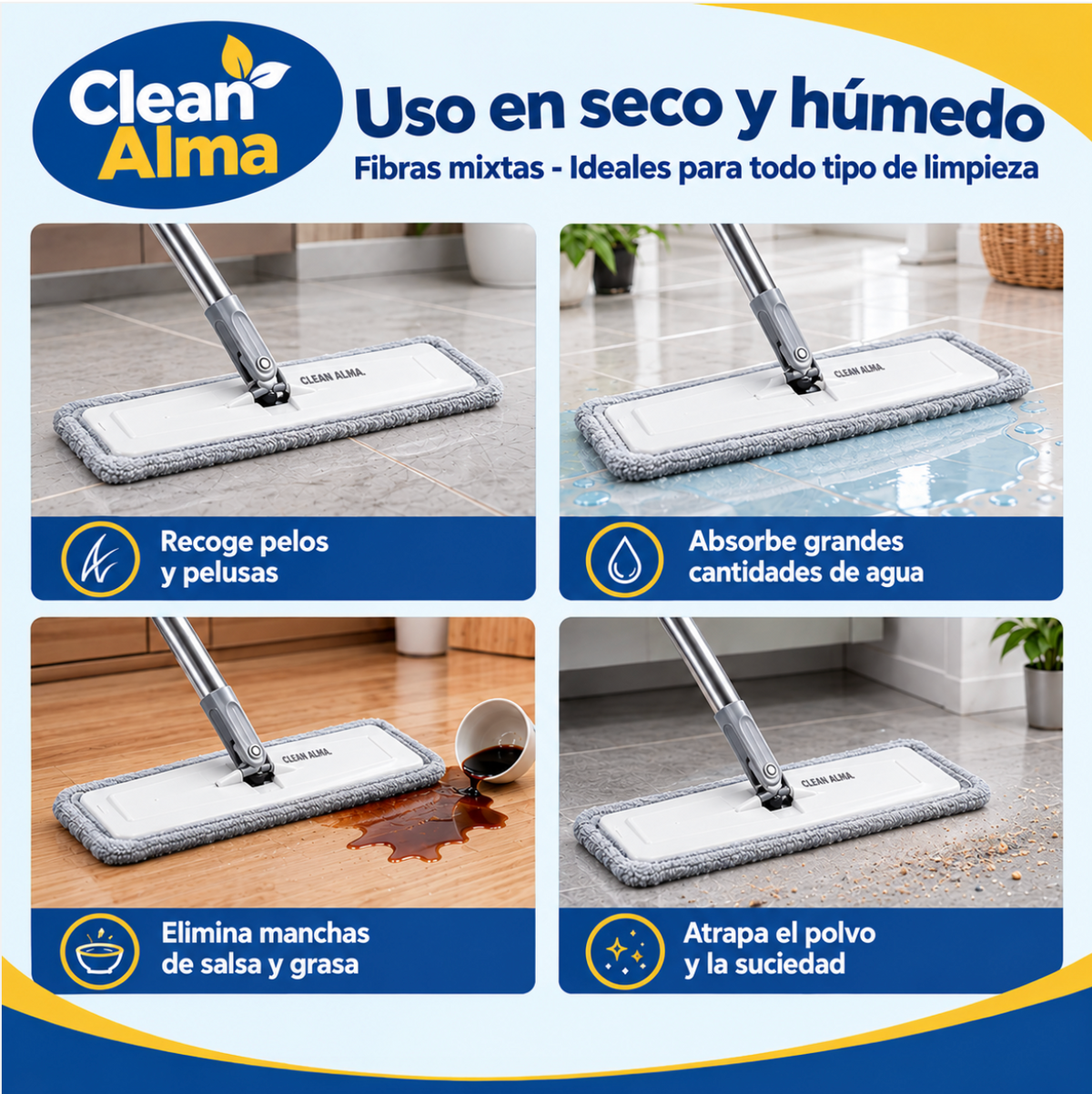 AlmaMOP™ — Mopa con sistema de escurrido rápido